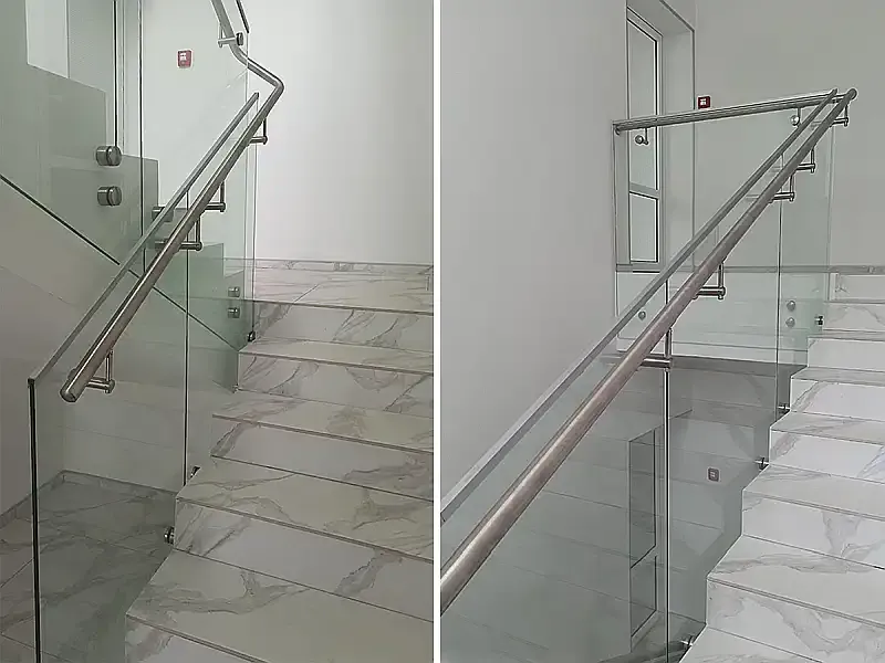 Скляні перила на сходи. Стеклянные перила на лестницу
