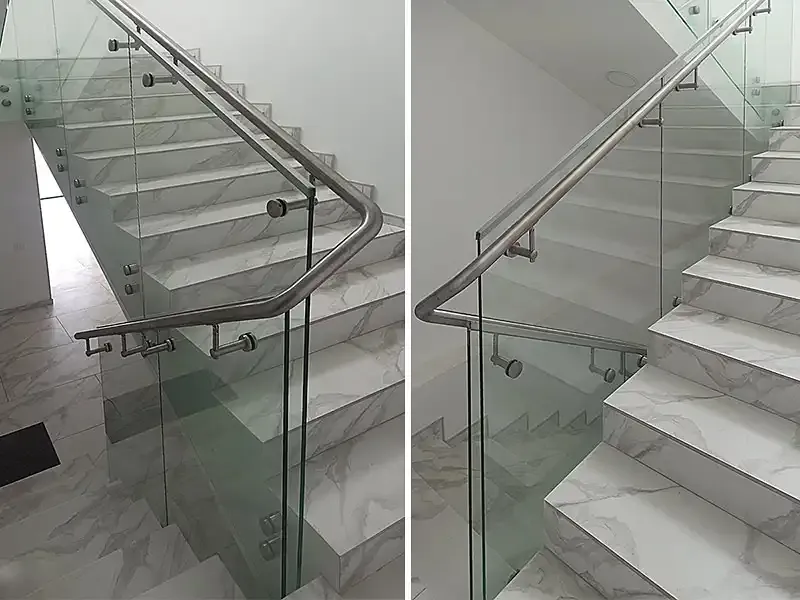 Скляні перила на сходи. Стеклянные перила на лестницу