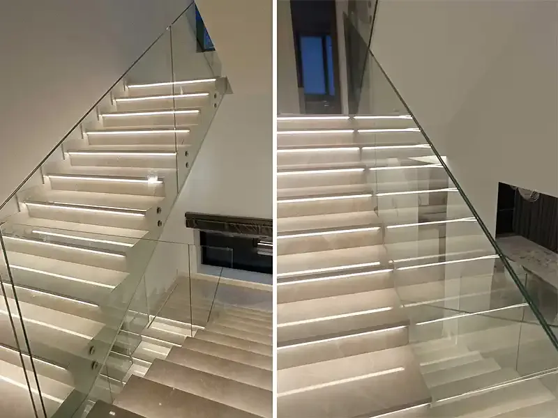 Скляні перила на сходи. Стеклянные перила на лестницу