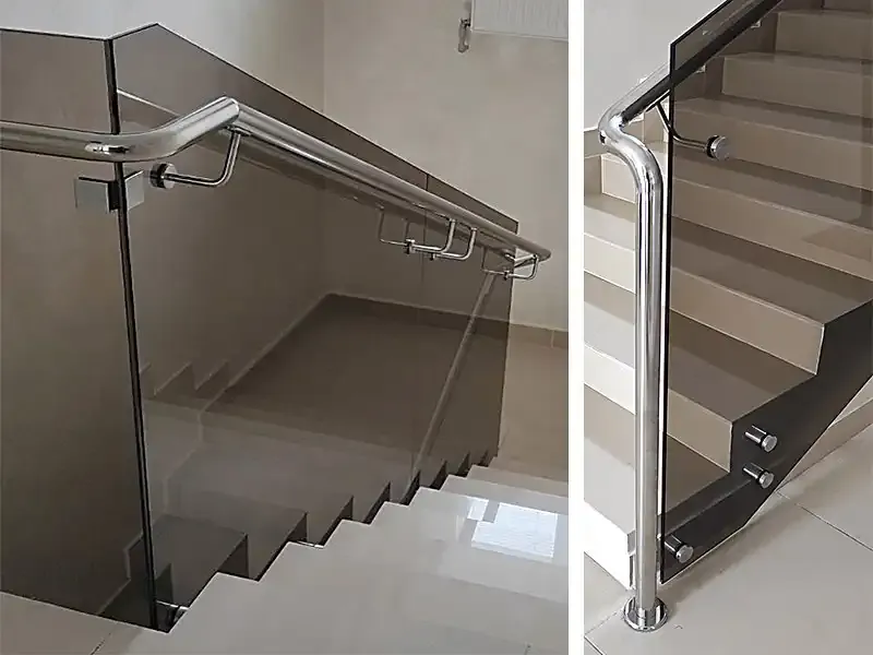 Скляні перила на сходи. Стеклянные перила на лестницу