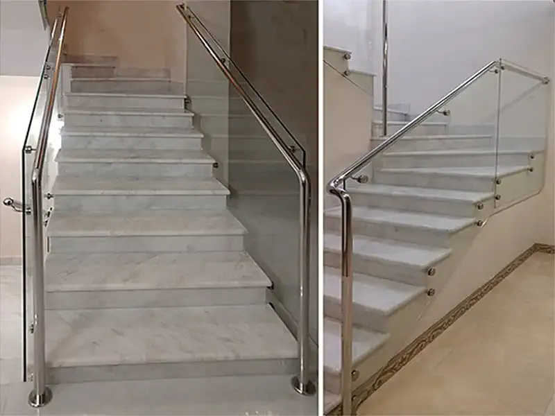 Скляні перила на сходи. Стеклянные перила на лестницу