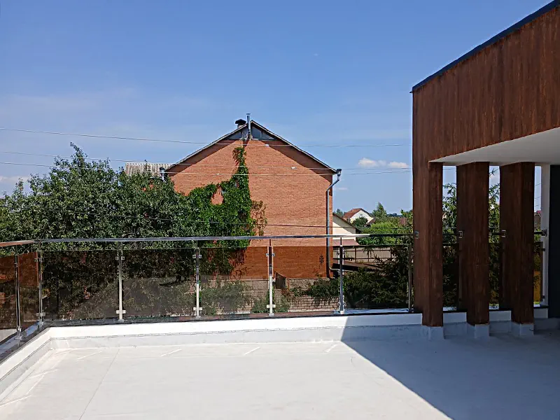 Стеклянные перила на террасу, стеклянные перила купить, стеклянная терраса